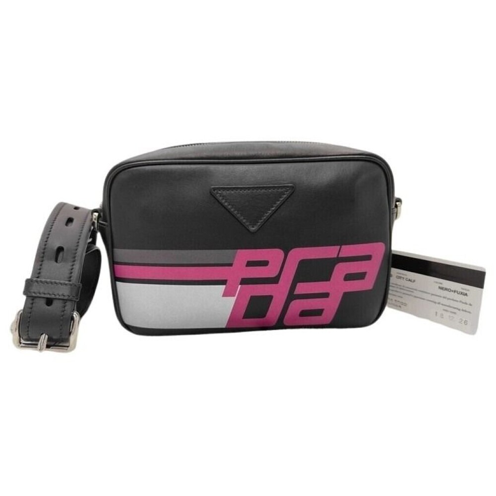Prada Shoulder Bag Leather Black Pink Tones Accessories
